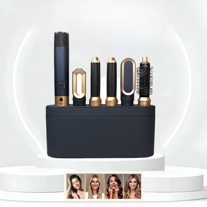Vielseitiger 5-in-1 Multi-Haarstyler für professionelles Haarstyling, Föhnen, Locken, Glätten & Volumen zu Hause.