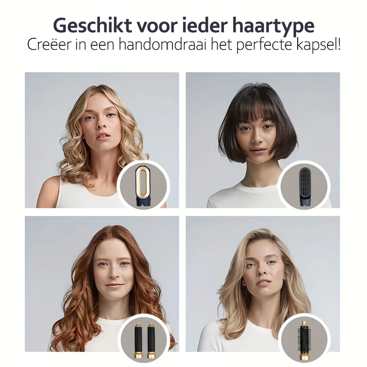 Ergonomischer Föhn-Aufsatz des 5-in-1 Haarstylers, schnelles, schonendes Trocknen & Stylen mit Ionen-Technologie.