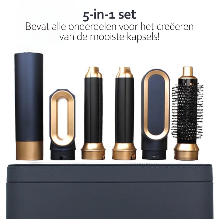 5-in-1 Haarstyler mit Ionen-Technologie, schützt das Haar beim Föhnen, Locken & Glätten für gesundes, glänzendes Haar.