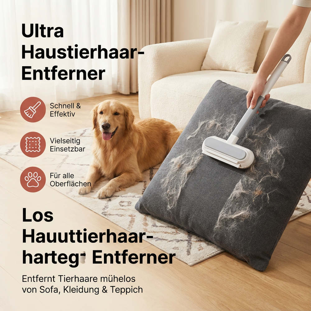 Wiederverwendbarer Tierhaar-Fusselentferner. Effektive Haarbürste zur Pflege & Reinigung von Oberflächen, ideal für Hunde & Katzen.