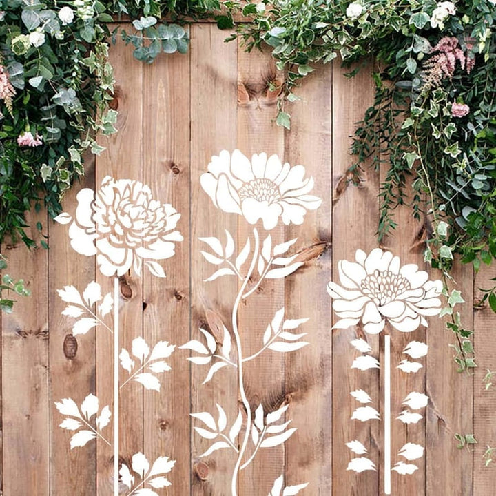 Blumen Schablonen-Set für kreative Wanddekoration & Möbel-DIY, mit eleganten floralen Motiven.