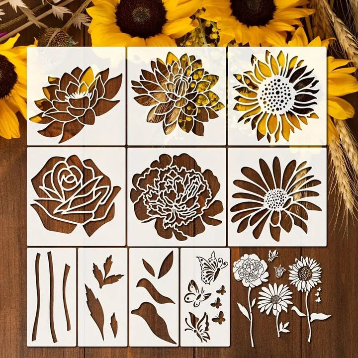 Kreativset Blumenschablonen für einzigartige Dekorationen, florale Muster leicht aufzutragen.
