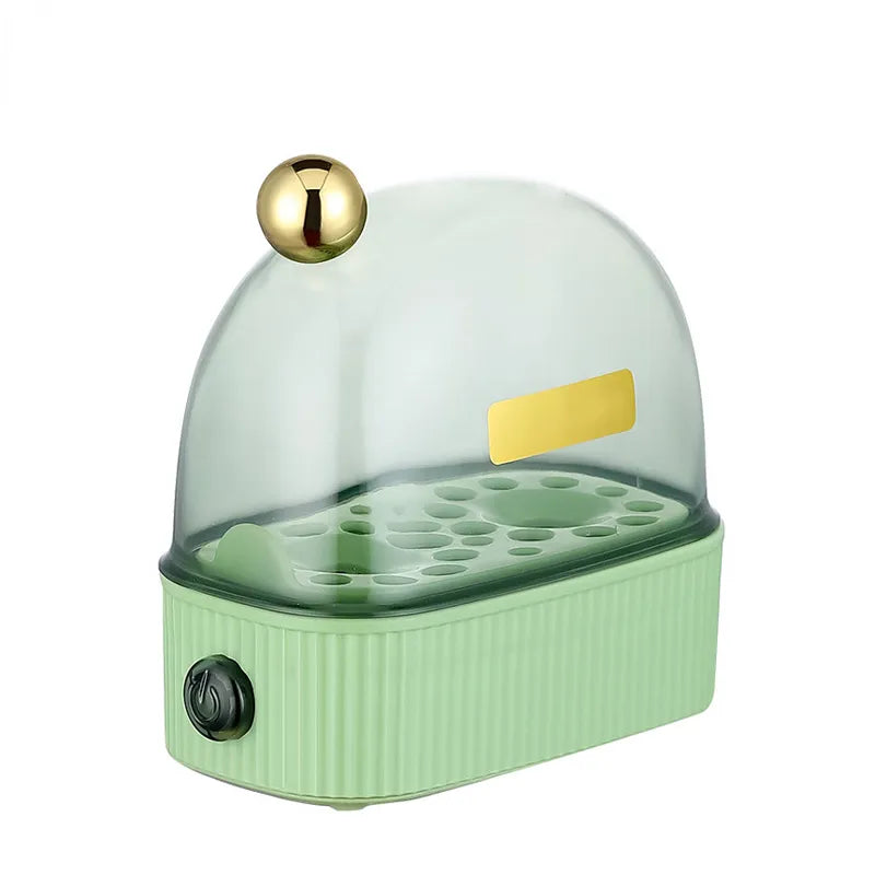 Einfacher 2-Eier-Eierkocher, elektrisch und kompakt. Ideal für schnelles Frühstück im Vintage-Look.