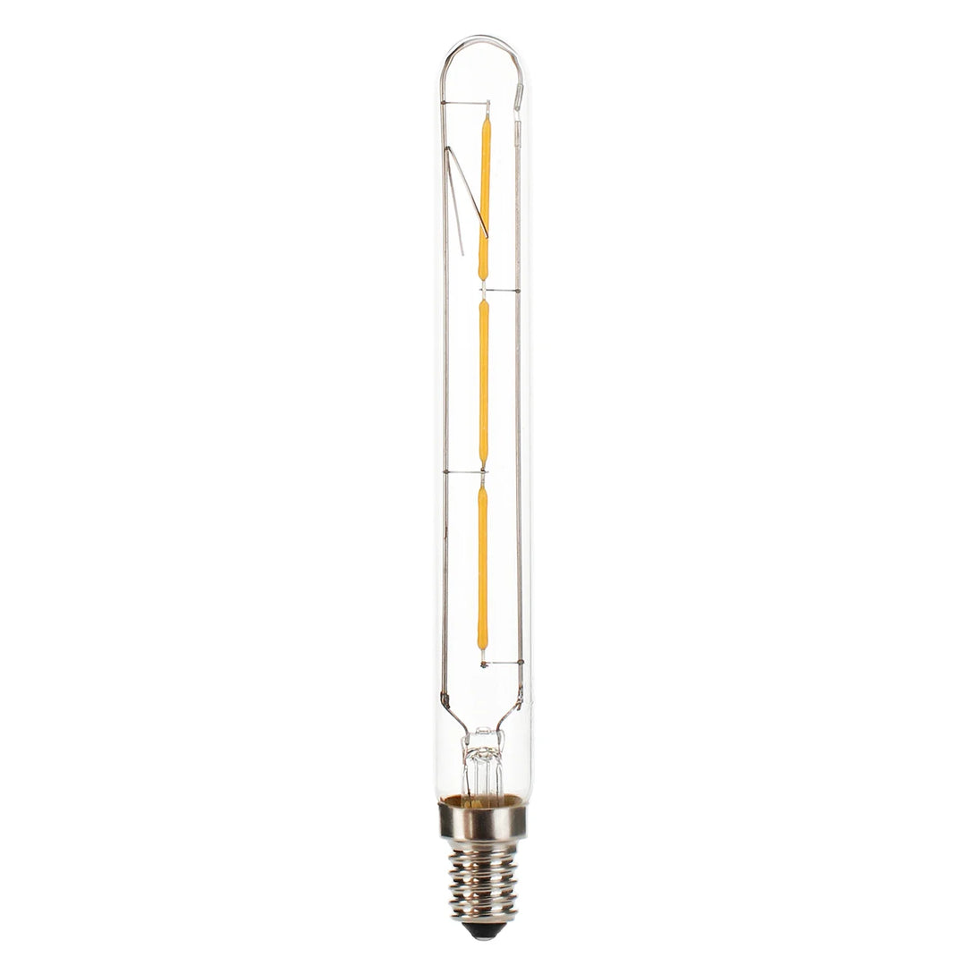 Warmweiße 2700K LED Filament Röhrenlampe E14 für stimmungsvolle Beleuchtung. Perfekt für Wohnzimmer & Restaurant.