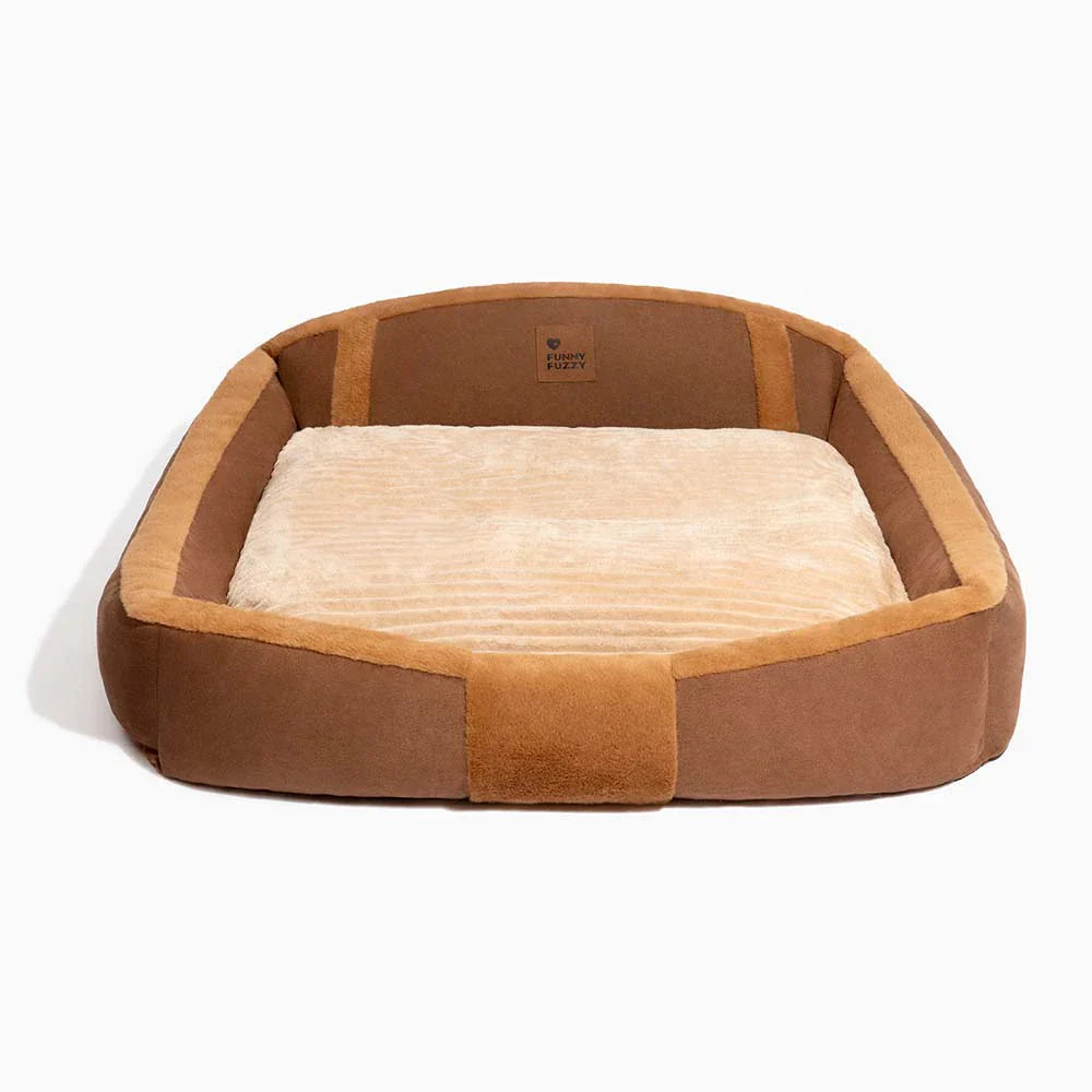 Stilvolles Vintage Hundebett in Grau, als Sofa. Beruhigendes, waschbares Tierbett für süße Träume Ihres Haustiers.