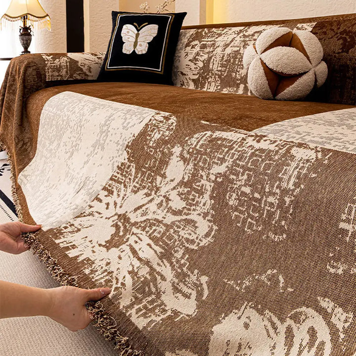 Dekorativer Möbelbezug, Vintage-Jacquard-Chenille, botanisches Muster, schützt Ihre Couch.