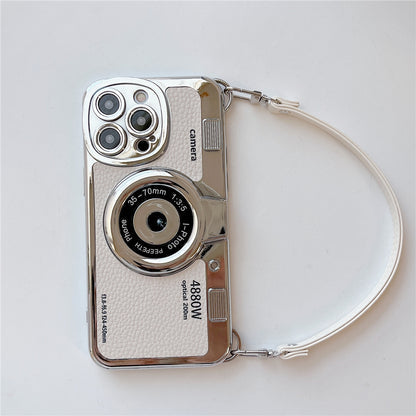 Geschenkidee: Stilvolle Retro Kamera iPhone Hülle mit abnehmbarem Riemen, ein perfektes modisches Accessoire.