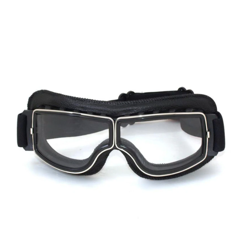 Unisex Vintage Retro Motorradbrille aus Leder für Stil und Komfort. Perfekt für klassische Motorradfahrten.
