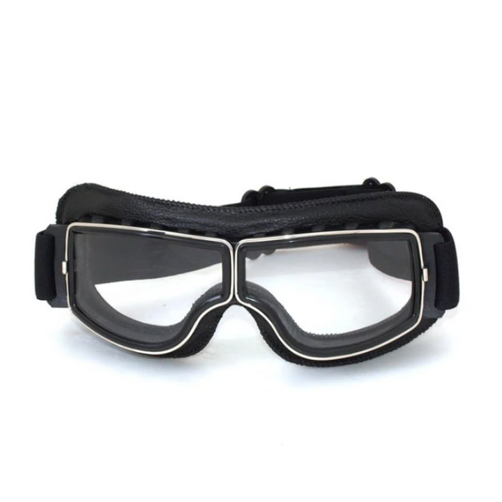 Unisex Vintage Retro Motorradbrille aus Leder für Stil und Komfort. Perfekt für klassische Motorradfahrten.