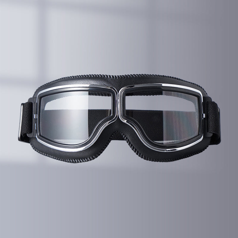 Vintage Motorradbrille im Retro-Stil für stilvollen Schutz und Komfort beim Fahren.