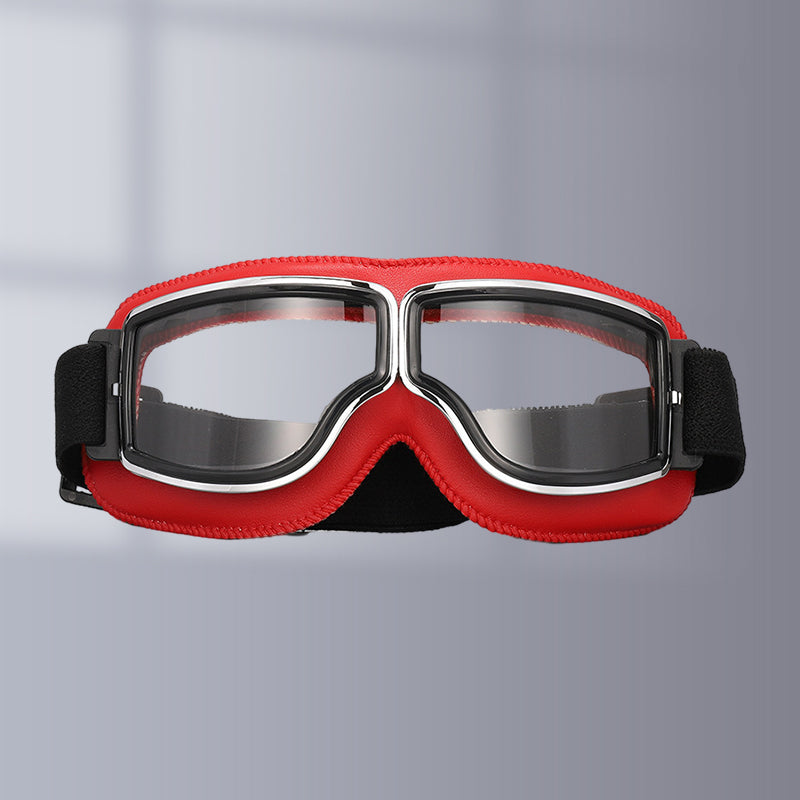 Multifunktionale Schutzbrille: Vintage Motorradbrille, auch als Skibrille nutzbar.