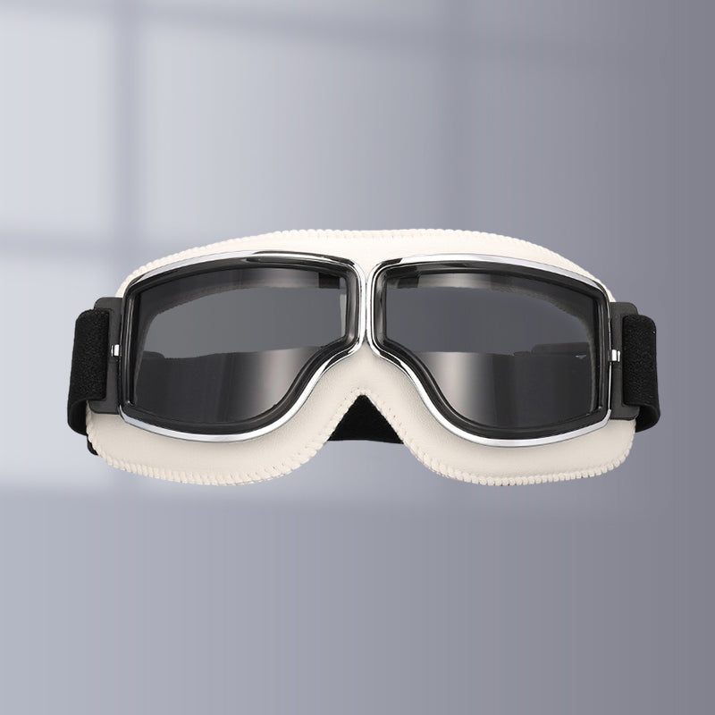 Leichte Vintage Goggles, garantieren Komfort und Schutz beim Motorradfahren.