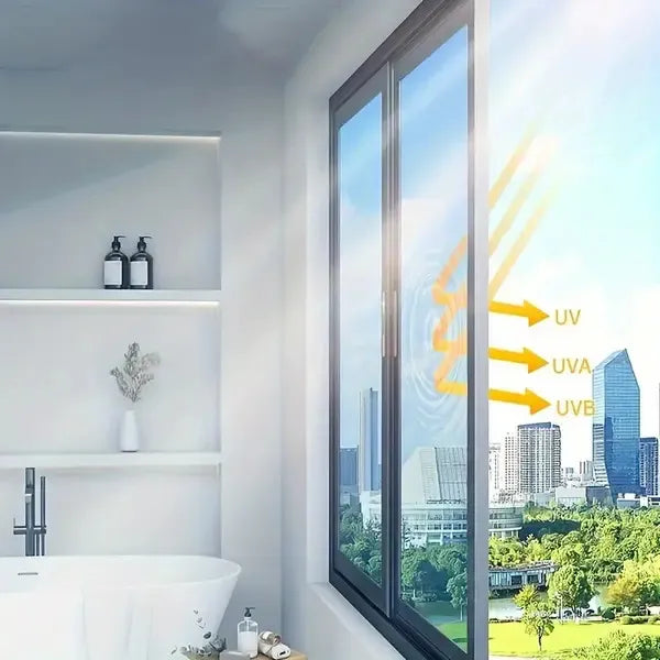Anbringung der VistaGuard Spiegelfolie für Fenster; selbstklebend für schnellen & dauerhaften Sichtschutz.
