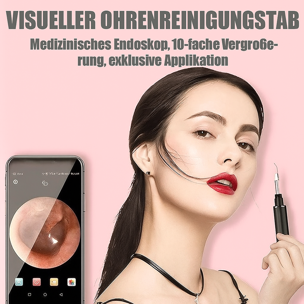 Detailansicht des visuellen Ohrreinigers mit integrierter HD-Kamera für präzise Sicht & effektive Ohrenpflege.