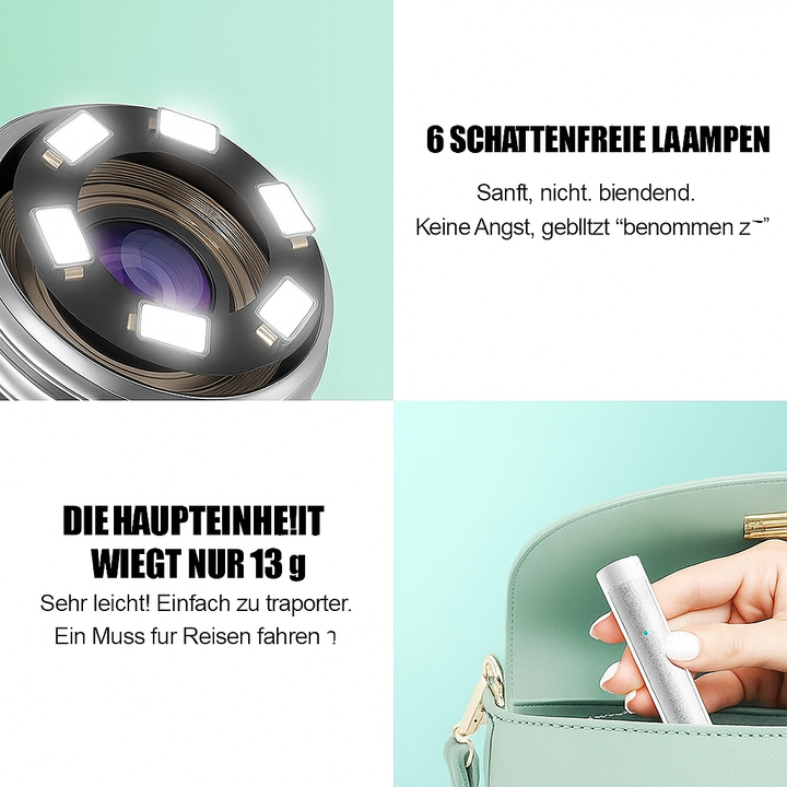 Komplettset: Visueller Ohrreiniger & Ohrenschmalzentferner mit HD-Kamera, Ladekabel & Aufsätzen für Hygiene.