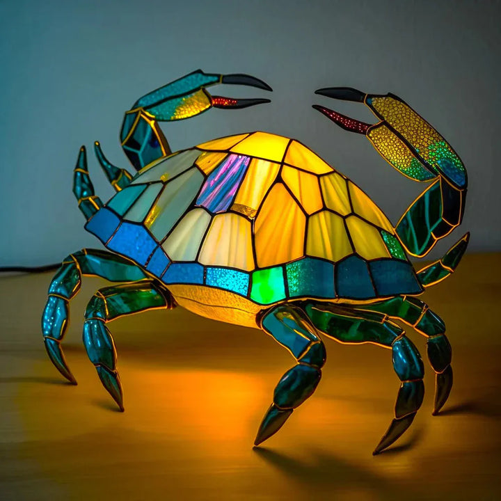 Handgefertigte Tierlampe aus Buntglas, eine exquisite VitraFauna Designlampe.