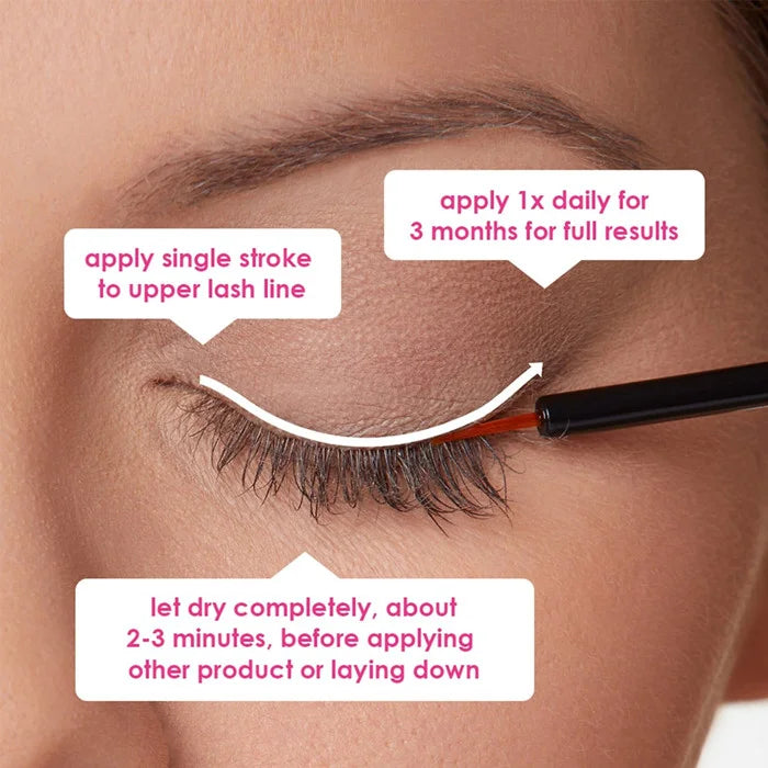 Vorher/Nachher: Sichtbar längere, dichte Wimpern dank Wimpernserum; für natürliches Wimpernwachstum & Volumen.