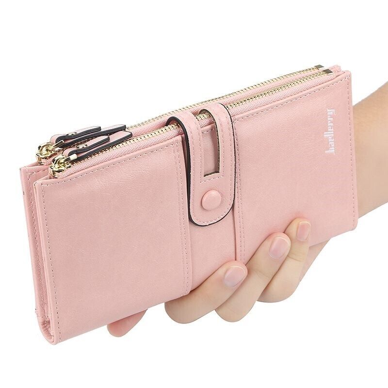 Geschenkidee: Elegante lange Damen Geldbörse mit Doppelreißverschluss, praktisch und stilvoll.