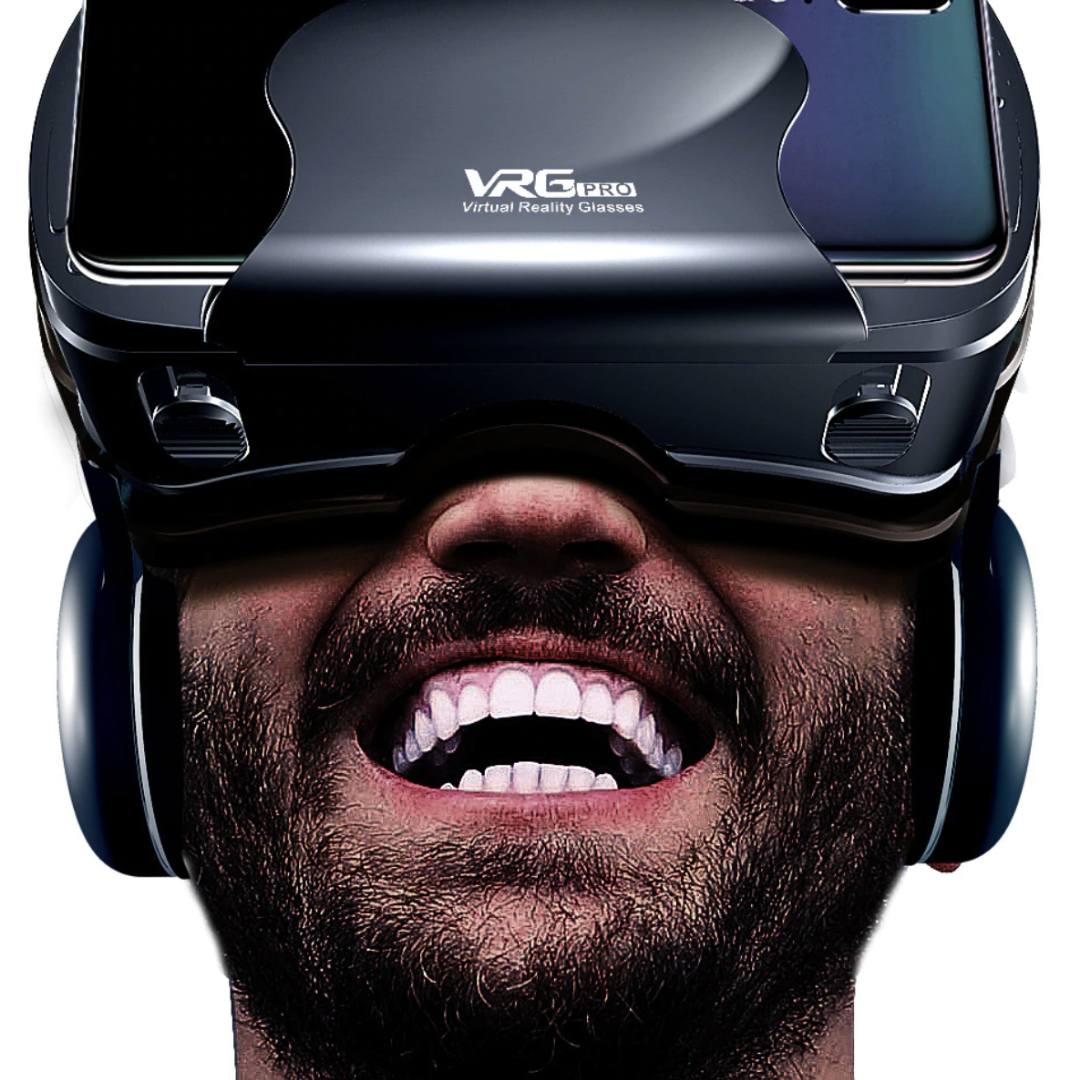 VR-Headset mit eingesetztem Android/iPhone. Tauche ein in 3D-Spiele & immersive Virtual Reality Welten.