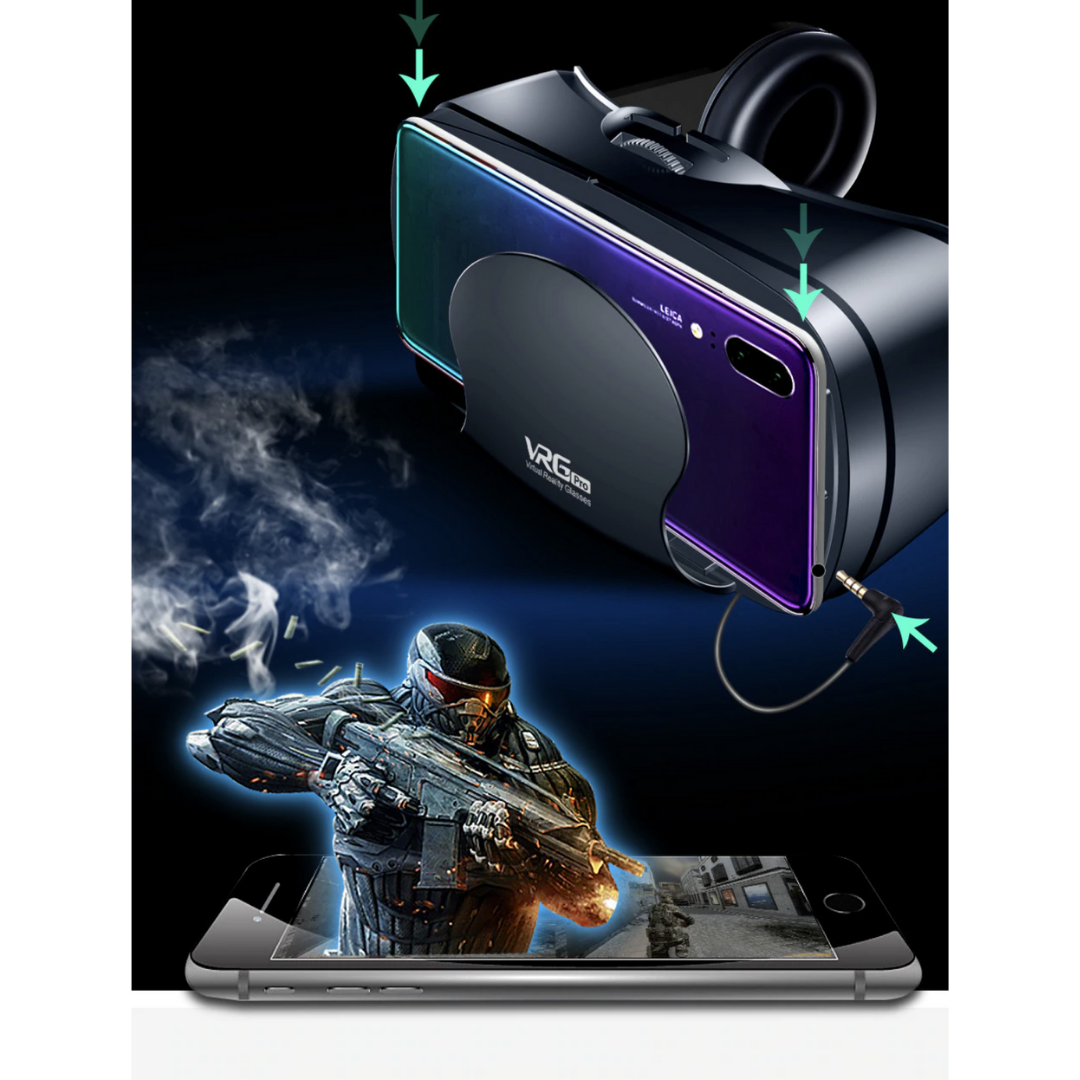 Moderne VR-Brille für iPhone & Android. Immersives 3D Kinoerlebnis und Virtual Reality Gaming zu Hause.