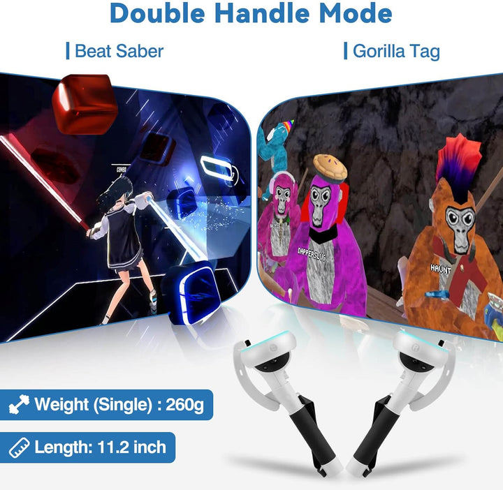 Ergonomische VR-Controller-Griffe für Meta Quest 2. Verbesserter Halt und Gaming-Erlebnis bei VR-Sportarten.