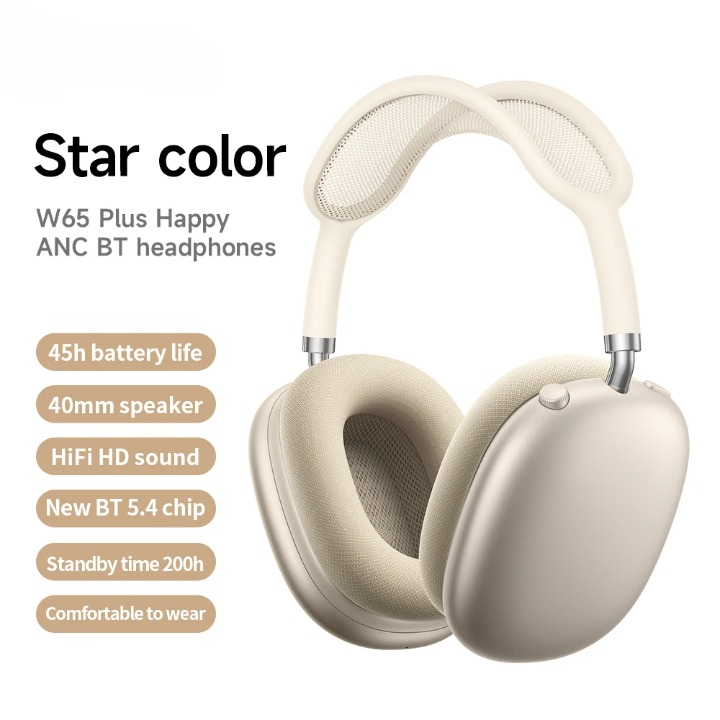 W65 Plus Over-Ear Kopfhörer mit weichen Ohrpolstern, bieten bequemen Musikgenuss dank ANC und Premium Audio.