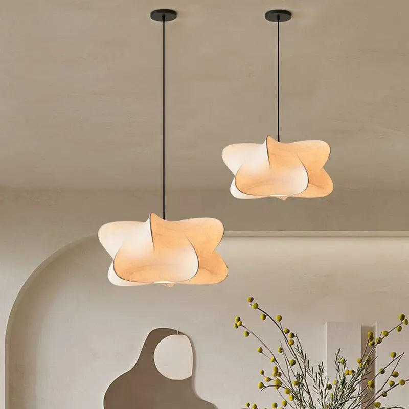 Elegante Wabi-Sabi Seidenhängelampe, japanischer Stil, ideal für Schlafzimmer und Esszimmer Ambiente.