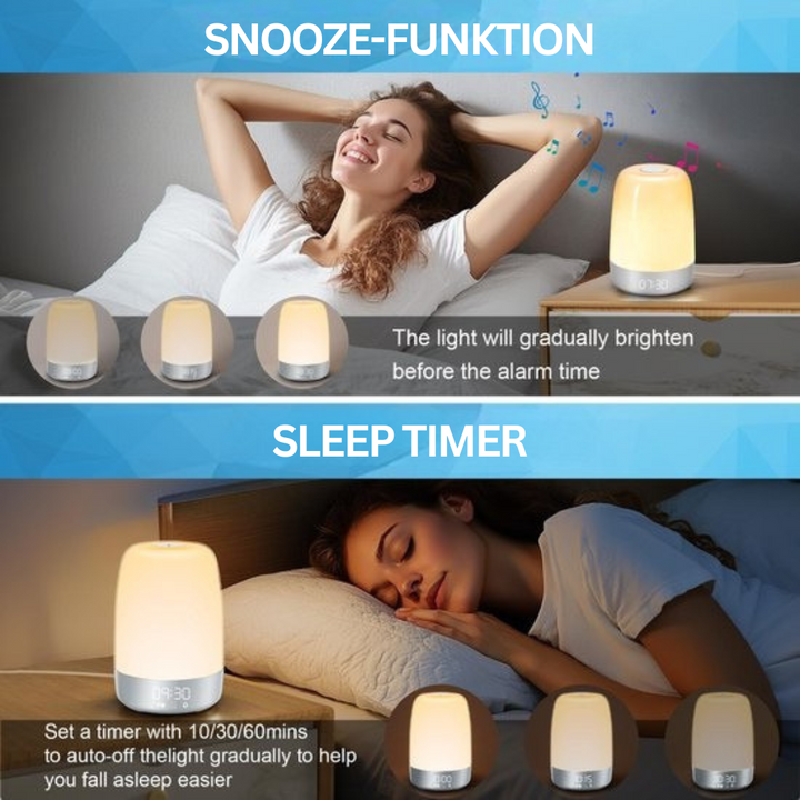 Aurora Wake-up-Light: Eleganter Lichtwecker mit sanfter Sonnenaufgangssimulation und beruhigenden Naturklängen.