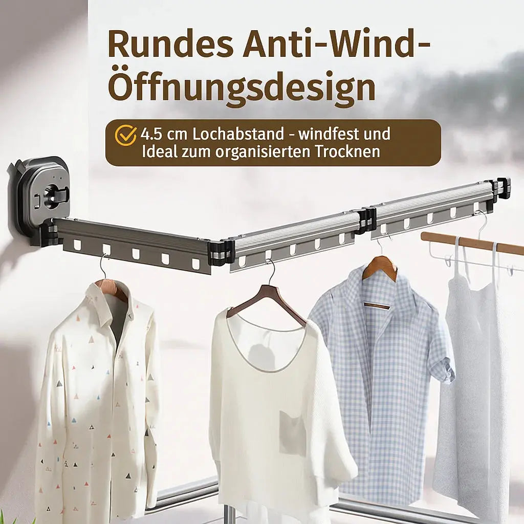 Klappbarer Wand-Wäschetrockner für Badezimmer, einfache bohrfreie Montage, ideal für kleine Räume.