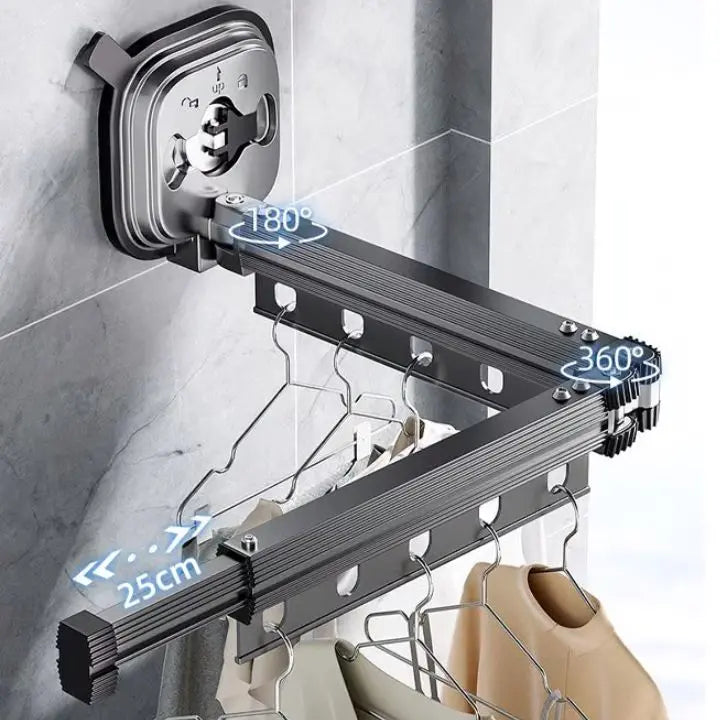 Praktischer Wandtrockner ohne Bohren, schnell montiert dank Saugnäpfen, für einfache Wäschepflege.