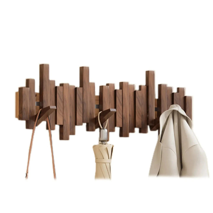 Edle Holzgarderobe in Nussbaum/Buche, Klavier-Design, dezente Wandmontage für Mäntel.