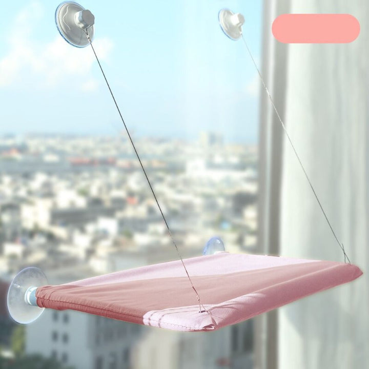 Atmungsaktive Katzenhängematte "SkyNap", wandmontiert, mit Panorama, für gemütliche Stunden am Fenster.