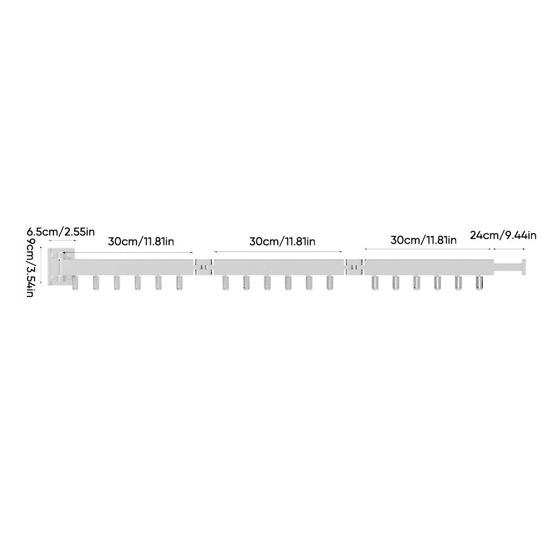 Flexibler wandmontierter Kleiderständer: klappbar, platzsparend, ideal für Wäsche, Garderobe und mehr.