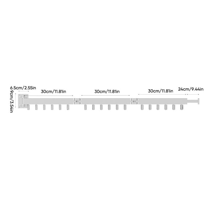 Flexibler wandmontierter Kleiderständer: klappbar, platzsparend, ideal für Wäsche, Garderobe und mehr.