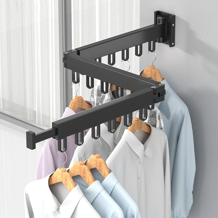 Cleverer platzsparender Wand-Kleiderständer für Garderobe und Haushalt, einfach klappbar bei Nichtgebrauch.