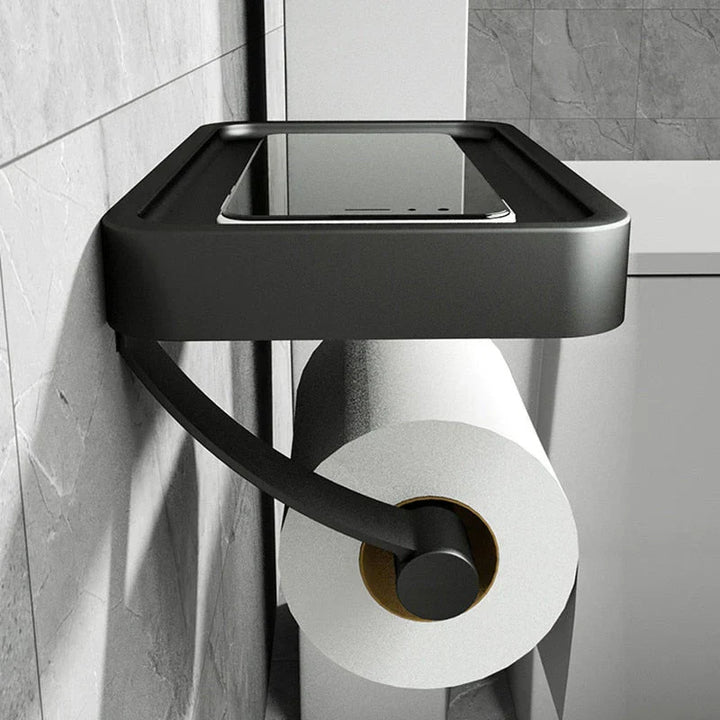 Funktionaler WC-Rollenhalter aus Edelstahl, einfache Wandmontage mit praktischer Ablage.
