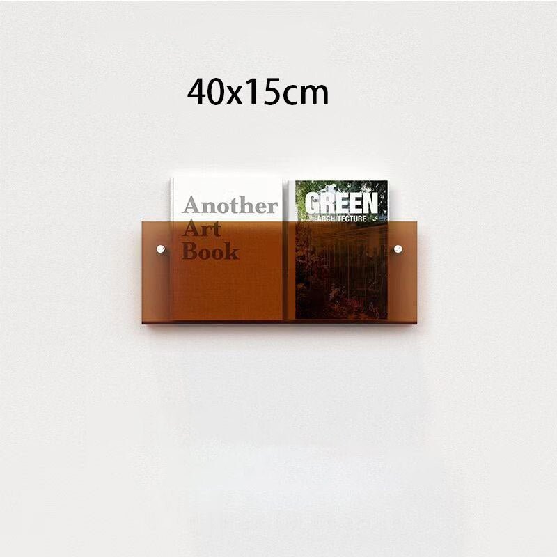 Wandmontiertes Acryl-Display für Zeitschriften, minimalistisch und dekorativ für jeden Raum.