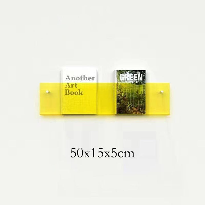 Acryl-Regal für Zeitschriften im minimalistischen Stil, wandmontiert für optimale Raumnutzung.