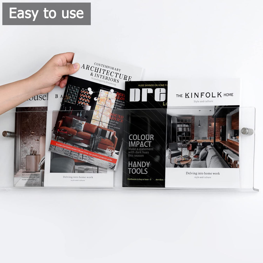 Eleganter Acryl Zeitschriftenhalter zur Wandmontage, schafft Ordnung mit stilvoller Transparenz.