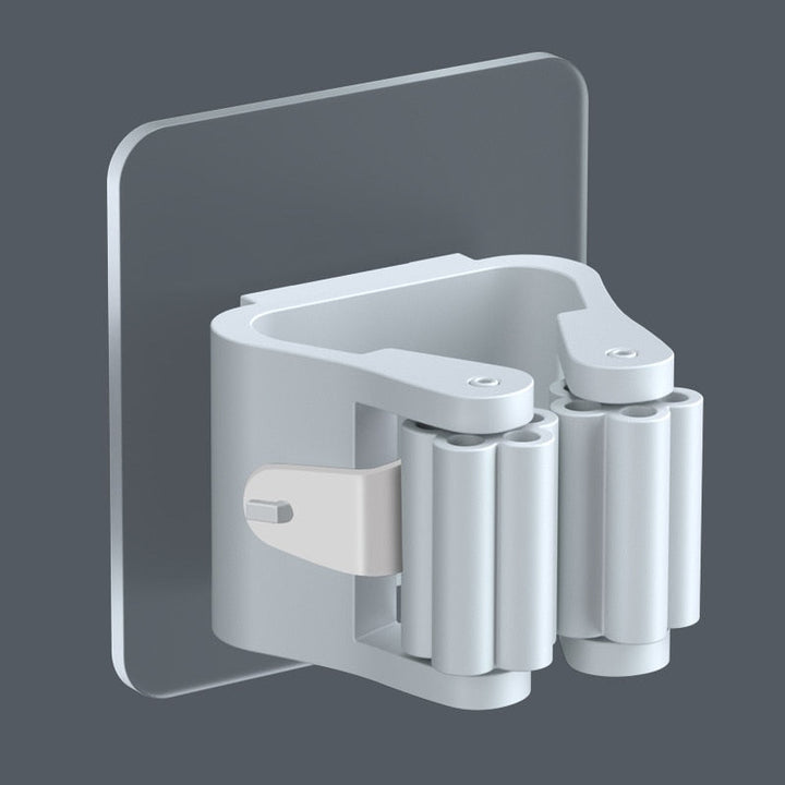 Wandregal mit mehreren Haltern für Besen, Mopps, Handfeger. Für Bad, Küche, Garage.