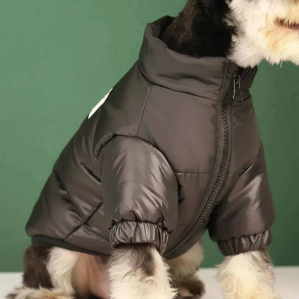 Robuste, verstellbare Outdoor-Hundejacke für den Winter. Hält den Hund bei jedem Wetter warm.