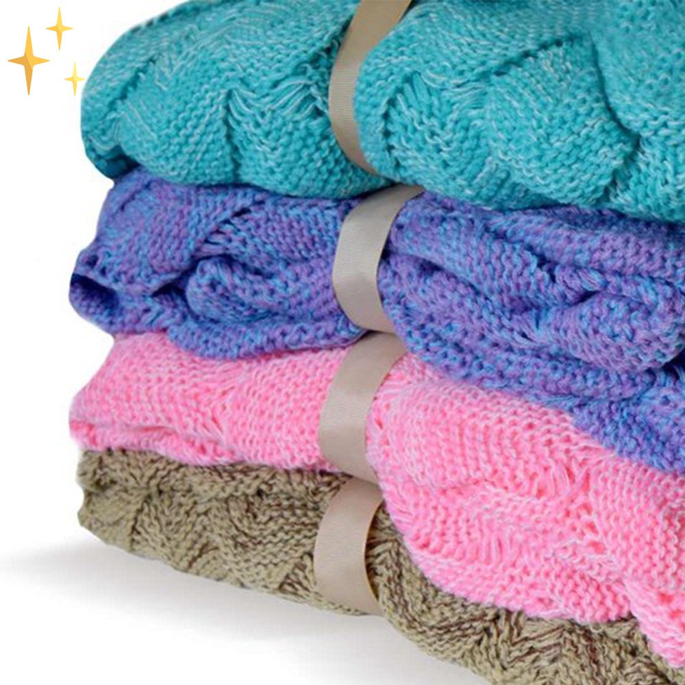 Weiche & warme Meerjungfrau-Decke für Erwachsene, gestrickt für maximalen Komfort auf dem Sofa.