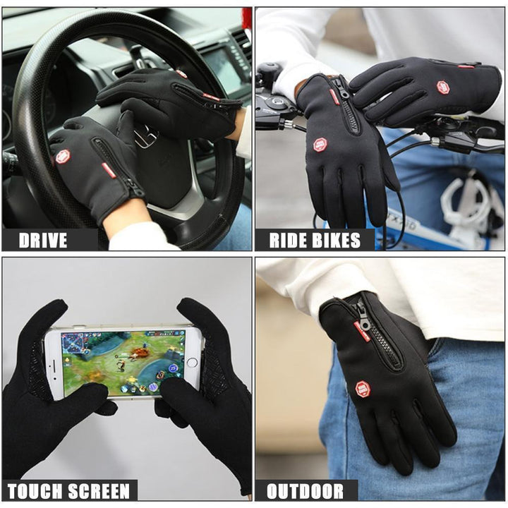 Touchscreen-fähige Thermo Handschuhe, ideal für Outdoor-Aktivitäten bei Kälte. Wind- & wasserdicht.