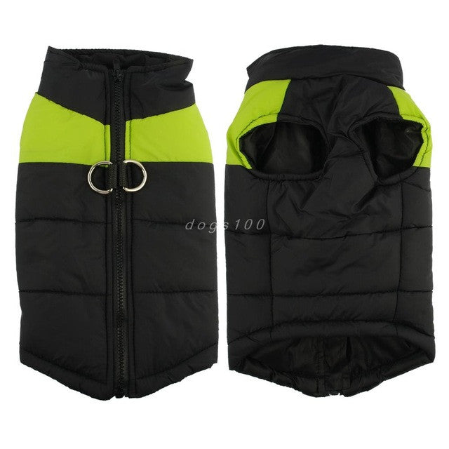 Hochwertige Hundejacke mit Geschirr. Warm, wasserdicht & windabweisend für kalte Spaziergänge.