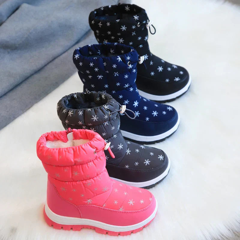 Warme Kinderstiefel, wasserdicht & rutschfest, ideal für Mädchen im Schnee und kalte Wintertage.