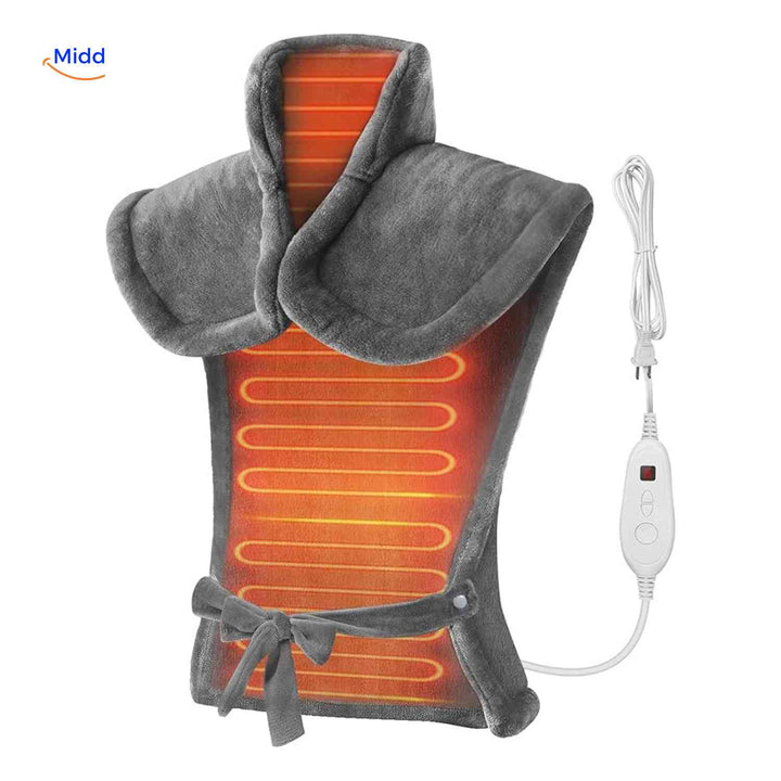 Warmer Flanell-Heizschal für Nacken, Schultern & Rücken. Ideal zur Schmerzlinderung & Entspannung.