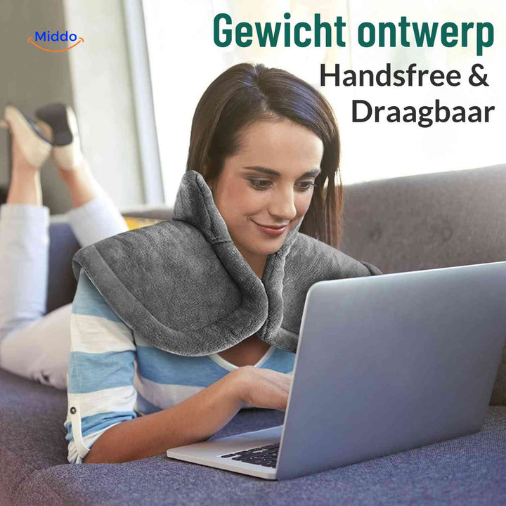 WarmHug Heizkissen für Nacken, Schultern, Rücken. Weicher Flanell für gezielte Wärmetherapie.