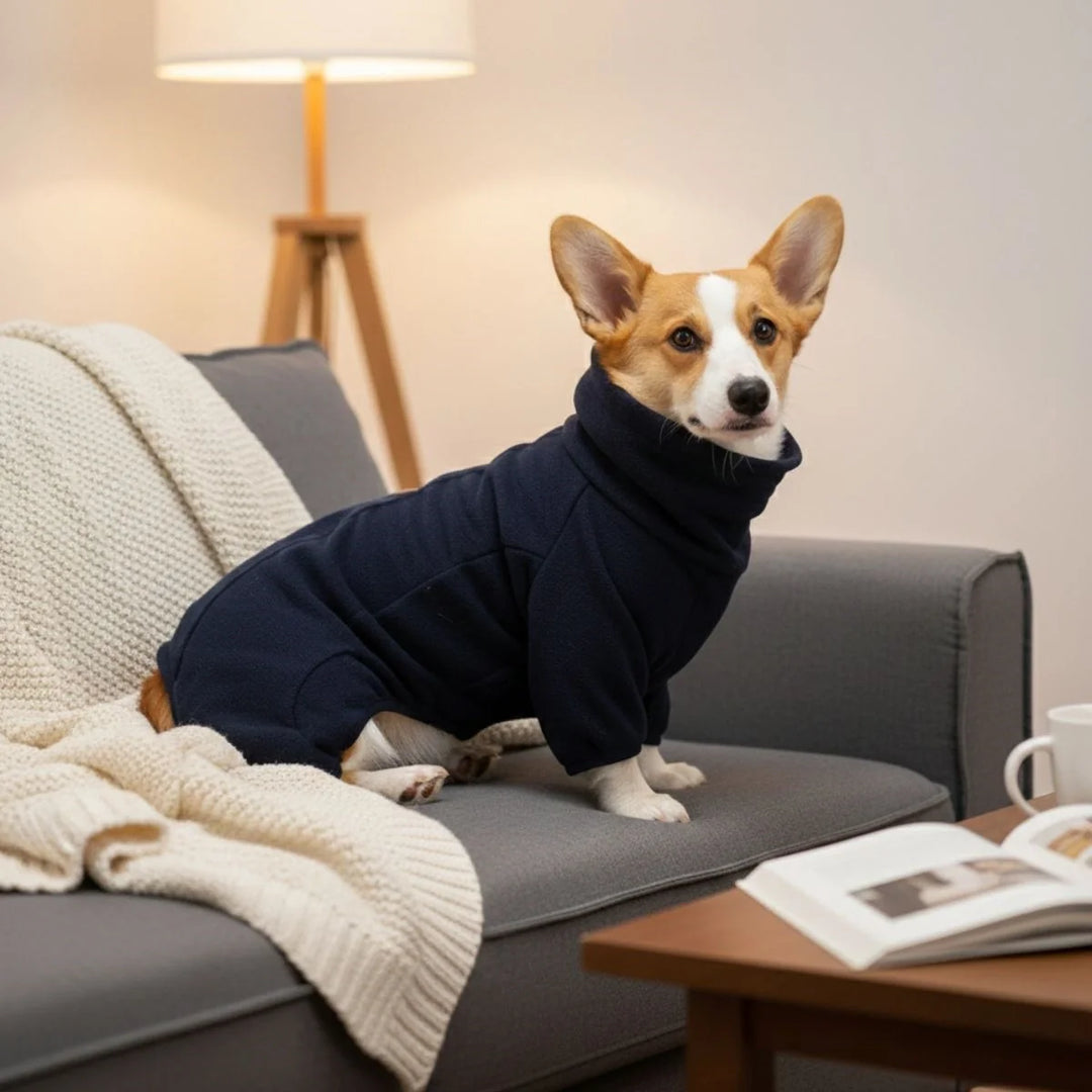 Hochwertiger Hundemantel in Türkis, warmer Hundeanzug für Spaziergänge an kalten Wintertagen.
