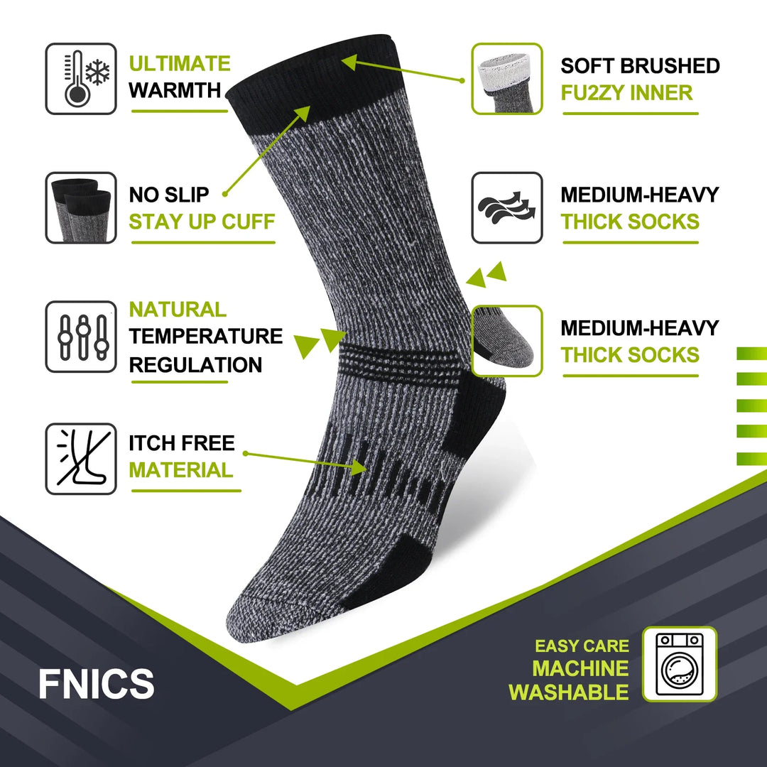 Bequeme, dicke Wintersocken für Herren & Damen, atmungsaktiv & strapazierfähig für kalte Tage im 3er-Set.