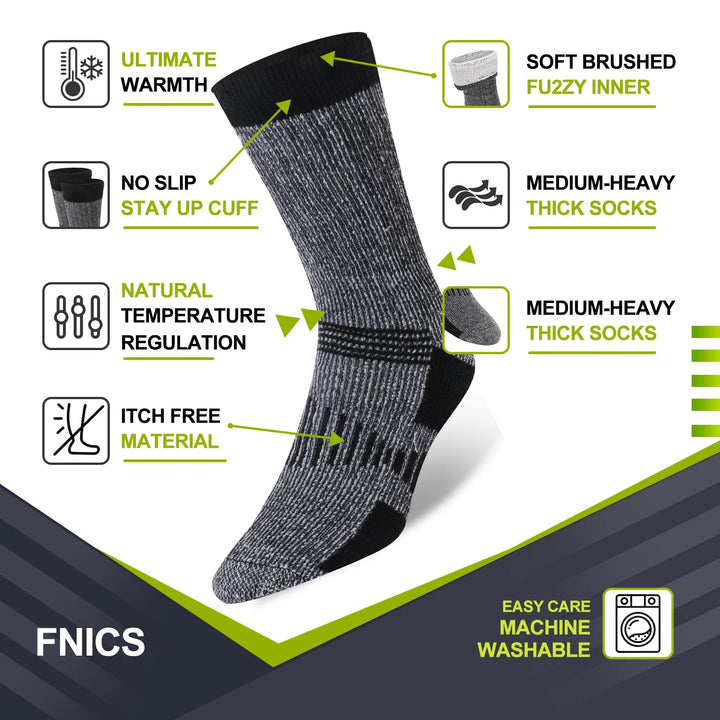 Bequeme, dicke Wintersocken für Herren & Damen, atmungsaktiv & strapazierfähig für kalte Tage im 3er-Set.